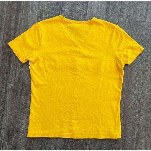 Calvin Klein Jeans Semi-Crop Yellow V-Neck Top Size M Women’s Yellow Logo - Picture 8 of 11